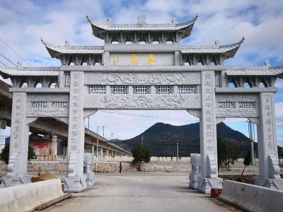 寺廟花崗巖三門石牌坊